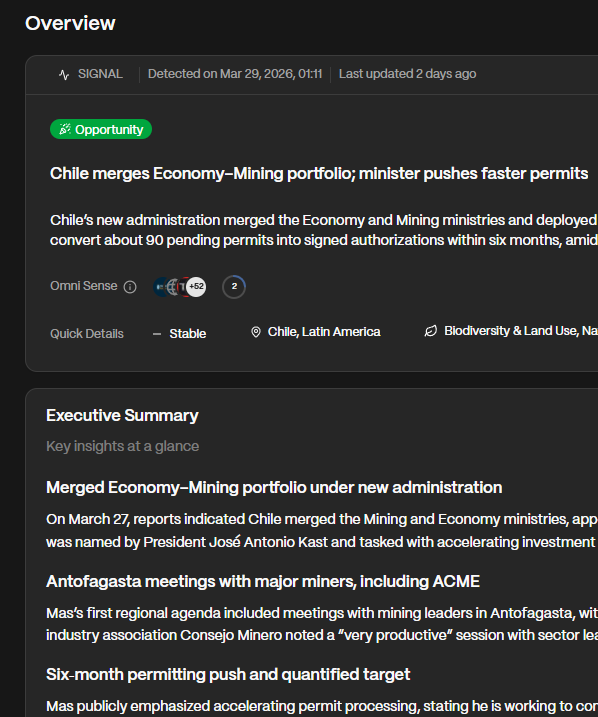 Signal with executive summary